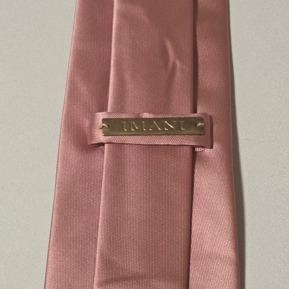Imani Uomo Mens Silk‎ Touch Microfiber Satin Necktie Dusty Rose Pink Formal Tie